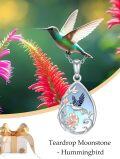 wholesale 925 Sterling Silver Moonstone Hummingbird Necklace for Women, Floral Pendant Jewelry Gift-0-2