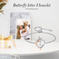 wholesale TOUPOP Rose Heart Bracelet For Women Sterling Silver Butterfly Initial I Letter Link Bracelet Anniversary Birthday Christmas Jewelry Gifts For Her Wife Girlfriend, Large -0-2