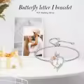 TOUPOP Sterling Silver Rose Heart Butterfly Initial Letter Link Bracelet Jewelry Gift-0-2