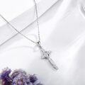 wholesale 925 Sterling Silver Cross Crucifix Pendant Necklace with Chain for Men/Women-0-2