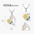 wholesale 925 Sterling Silver Yellow Gold Plated Rose Heart Sunflower Pendant Necklaces for Women Girls Mother's Day Gifts Jewelry 48cm Chain Length-0-1