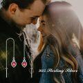 wholesale 925 Sterling Silver Celtic Knot Heart Threader Earrings w 12 Birthstones-0-5