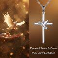 wholesale 925 Sterling Silver Dove Cross Pendant Necklace with Olive Branch Charm for Women-0-1