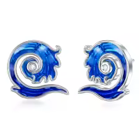 TOUPOP Sterling Silver Epoxy Wave Stud Earrings Beach Jewelry Gifts-undefined