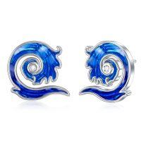 TOUPOP Sterling Silver Epoxy Wave Stud Earrings Beach Jewelry Gifts-undefined