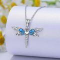 wholesale 925 Sterling Silver Blue Turquoise Dragonfly Pendant Necklace for Women-0-2