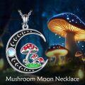 wholesale 925 Sterling Silver Mushroom and Crescent Moon Pendant Necklace for Women Girls-0-3