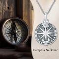 wholesale 925 Sterling Silver Compass Pendant Necklace with Chain - Vintage Style Nautical s for Women-0-3