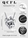 wholesale 925 Sterling Silver Jester Skull Pendant Necklace for Men - Gothic-0-1