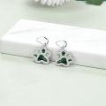 wholesale 925 Sterling Silver Black Enamel Dog Paw Print Leverback Drop Dangle Earrings for Women and Girls-0-8