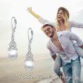 wholesale 925 Sterling Silver Celtic Knot Pearl Drop Dangle Earrings with Leverbacks-0-4