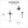 wholesale 925 Sterling Silver Floral Cross Pendant Necklace w/ Pink Carnation & White Daisy Stones - Elegant Gift for Her-0-3