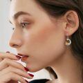 wholesale 925 Sterling Silver Crescent Moon Star Dachshund Dog Two Tone Drop Earrings-0-1