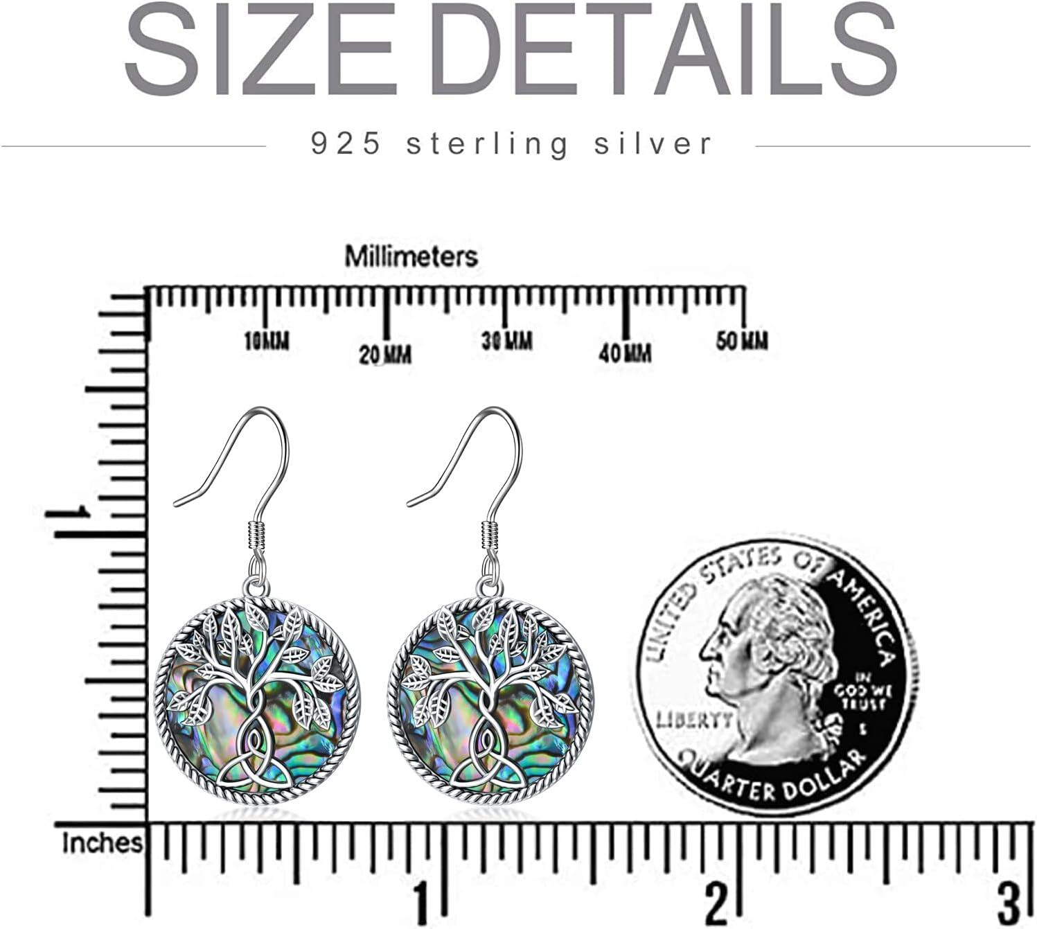 Sterling Silver Irish Celtic Earrings Claddagh Tree of Life Triquetra Trinity Knot Leverback Dangle Drop Vintage Round Lucky Jewelry Gifts for Women-0-4