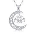 wholesale 925 Sterling Silver Moon Crescent Lotus Necklace Wholesale With Crystal Accents-0-0