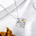 wholesale 925 Sterling Silver Heart Pendant with Flying Bird and Sunflower Charm Necklace s for Women-0-2