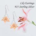wholesale 925 Sterling Silver Rose Gold Plated Lily Drop Earrings-0-5