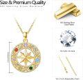 wholesale Gold 925 Sterling Silver Octagram Chakra Compass Necklace with 7 Colorful Stones and Infinity Symbol for Women's Yoga s-0-3