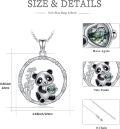 wholesale 925 Sterling Silver Panda Bamboo Heart Pendant Necklace with Green Stone and Cubic Zirconia Accents-0-2