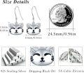 wholesale 925 Sterling Silver Smiling Cat Face Drop Earrings with Cubic Zirconia Accents-0-2