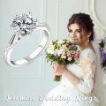 TOUPOP 14k White Gold Plated Moissanite Engagement Ring-0-1
