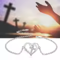 wholesale 925 Sterling Silver Heart Cross Charm Bracelet Wholesale for Women-0-4