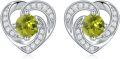 wholesale 925 Sterling Silver Birthstone Heart Stud Earrings Jewelry Gifts for Women-0-30