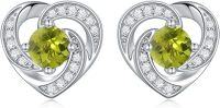 wholesale 925 Sterling Silver Birthstone Heart Stud Earrings Jewelry Gifts for Women-Silver-08-Aug-Zirconia