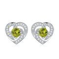 wholesale 925 Sterling Silver Birthstone Heart Stud Earrings Jewelry Gifts for Women-0-30