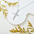 wholesale 925 Sterling Silver Cubic Zirconia Crucifix Pendant with Jesus on the Cross and Infinity Butterfly Heart Design - 14K Gold Plated Chain (Length: Adjustable)-0-3