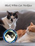 TOUPOP Sterling Silver Blur Crystal Two Cat Pendant Necklace-0-3