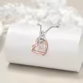 TOUPOP Sterling Silver & 14k Rose Gold Plated Heart Infinity Initial Letter Necklace-0-1