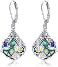 wholesale Sterling Silver Abalone Shell Hummingbird Leverback Dangle Earrings-Colourful Hummingbird