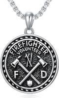 wholesale 925 Sterling Silver Firefighter Volunteer Axe Pendant Necklace for Men-0-0