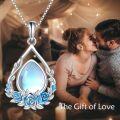 wholesale 925 Sterling Silver Teardrop Blue Moonstone Floral Pendant Necklace-0-3