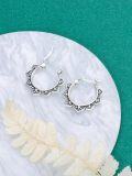 wholesale 925 Sterling Silver Bali Boho Floral Patterned Huggie Hoop Earrings for Women-0-3