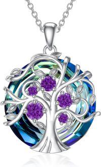 wholesale TOUPOP Tree Of Life Necklaces For Women Family Tree February Birthstone Birthday Ncklace Amethyst Jewelry S925 Sterling Silver Jewelry Birthday Gifts For Women Girlfriend Wife Her -undefined