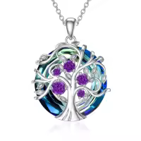 TOUPOP Sterling Silver Amethyst Tree Of Life Necklace-undefined