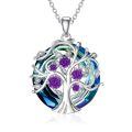 TOUPOP Sterling Silver Amethyst Tree Of Life Necklace-0-0