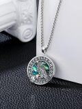 wholesale 925 Sterling Silver Abalone Shell Raven Pendant Norse Viking Necklace for Men-0-2