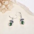 wholesale 925 Sterling Silver Green Moss Agate & Turquoise Mushroom Drop Earrings-0-2