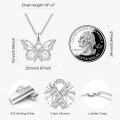 wholesale 925 Sterling Silver Butterfly Pendant Necklace with Cubic Zirconia Stones - PTSD Awareness Inspiring s for Women-0-1