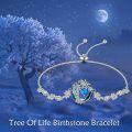 wholesale  Sterling Silver Gemstone Tree of Life Bracelet for Women Birthstone Charm Gift for Wife Mom -0-42