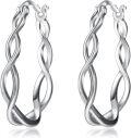 wholesale 925 Sterling Silver Twist Hoop Earrings for Women - Hypoallergenic & Lightweight Click Closure  Idea-0-0