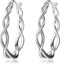 wholesale 925 Sterling Silver Twist Hoop Earrings for Women - Hypoallergenic & Lightweight Click Closure  Idea-hoop earrings 1