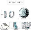 wholesale 925 Sterling Silver Turquoise & Cubic Zirconia Hoop Earrings 15mm - Hypoallergenic  for Women and Men-0-3
