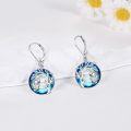 wholesale 925 Sterling Silver Blue Crystal Tree of Life Elephant Drop Earrings for Women Girls  4cm Long-0-4