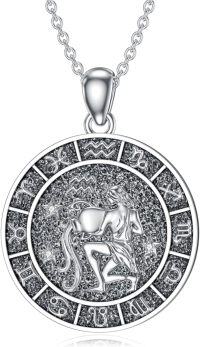 wholesale 925 Sterling Silver Aquarius Zodiac Sign Necklace with Cubic Zirconias for Women Girls Gift Fine Jewelry 45cm Chain Length-Aquarius