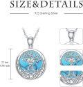 wholesale 925 Sterling Silver Tree of Life Turquoise and Moissanite Heart Pendant with 18 + 2 Extender Chain-0-1