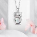 wholesale  Sterling Silver Lapis Turquoise Malachite Larimar Opal Owl Necklace Gift -0-21